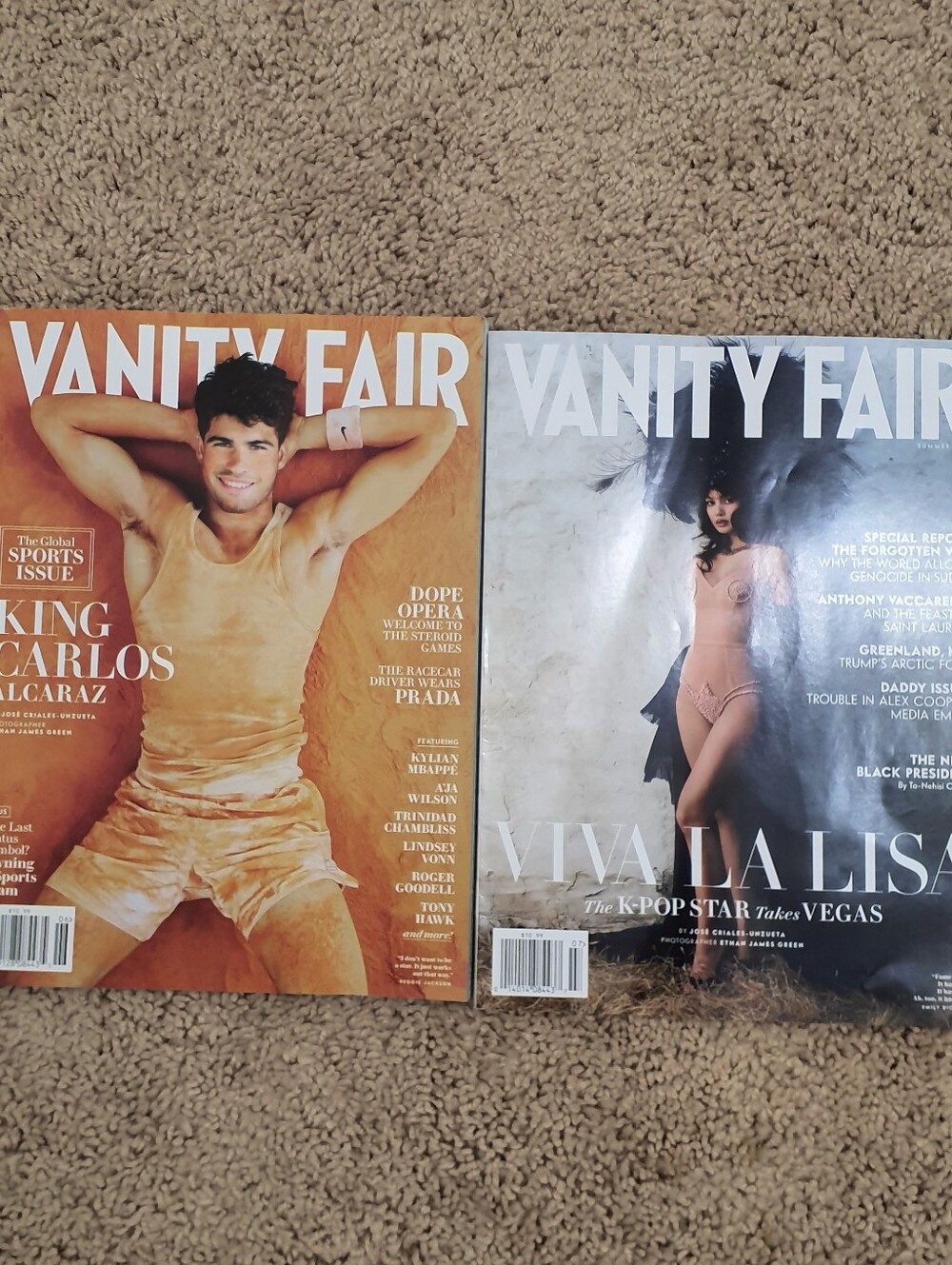 Vanity Fair Lot of 2 Summer & Sports Issues Featuring Carlos Lisa